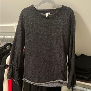 Black Long Sleeve Top with Tie Details